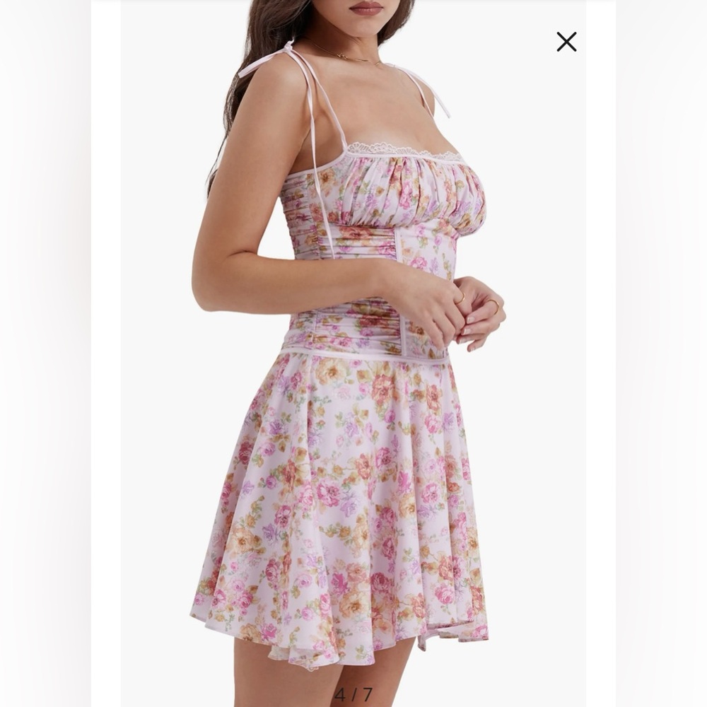 house of cb Alejandra Floral Bustier Georgette Dress Sz L